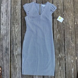 Calvin Klein Plaid Dress with Puff Sleeve